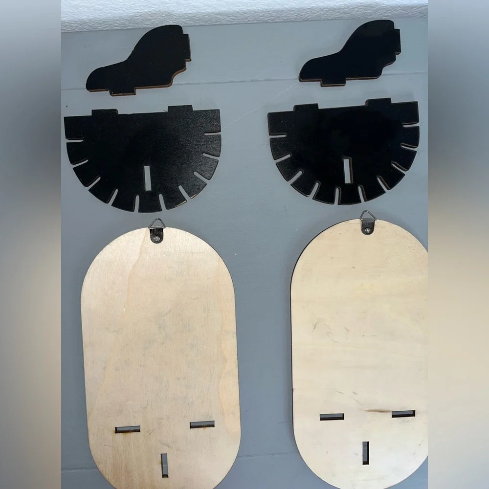Set of 2 Mystical Boho Wooden Wall Shelves with Celestial & Moth Art Engraving